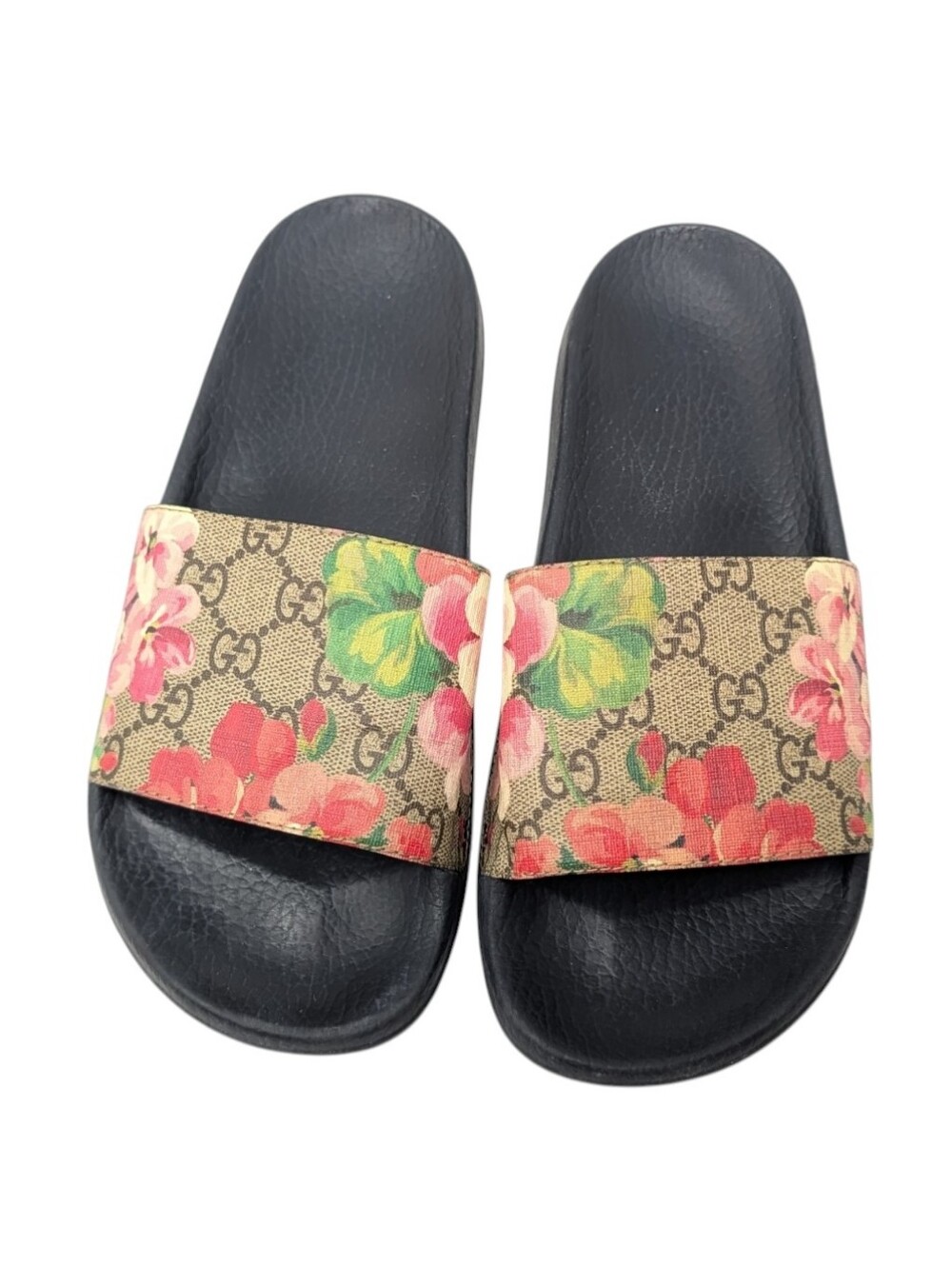 Gucci GG Web Supreme Bloom Pursuit Floral Slide Sandals Size EU 38